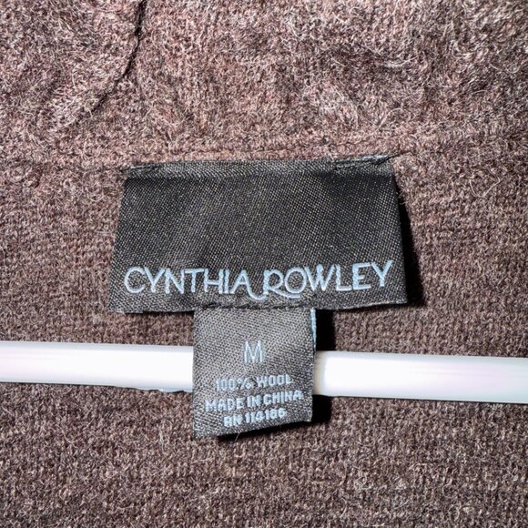 Cynthia Rowley 100% Wool Sweater Jacket Ruffle Felted Floral Accent Brown Medium - Picture 3 of 11